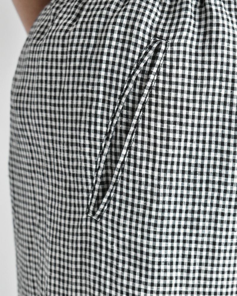 イージーワイドパンツ（LINEN） Black/White