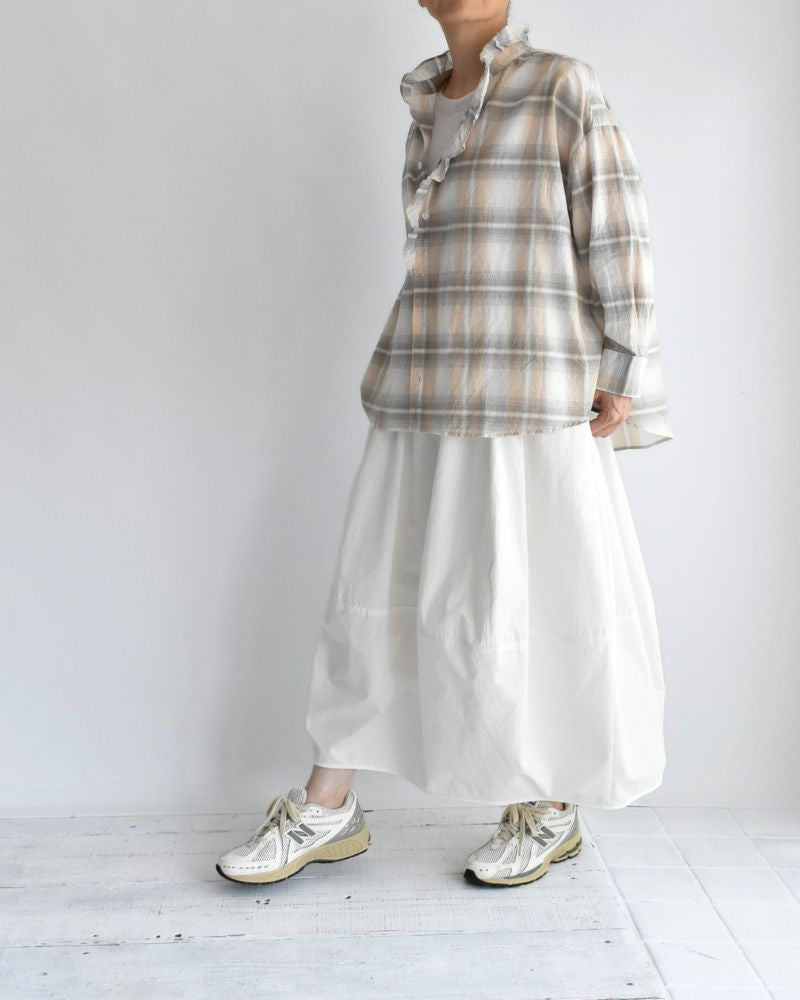 ライトマドラスフリルブラウス LightCharcoal