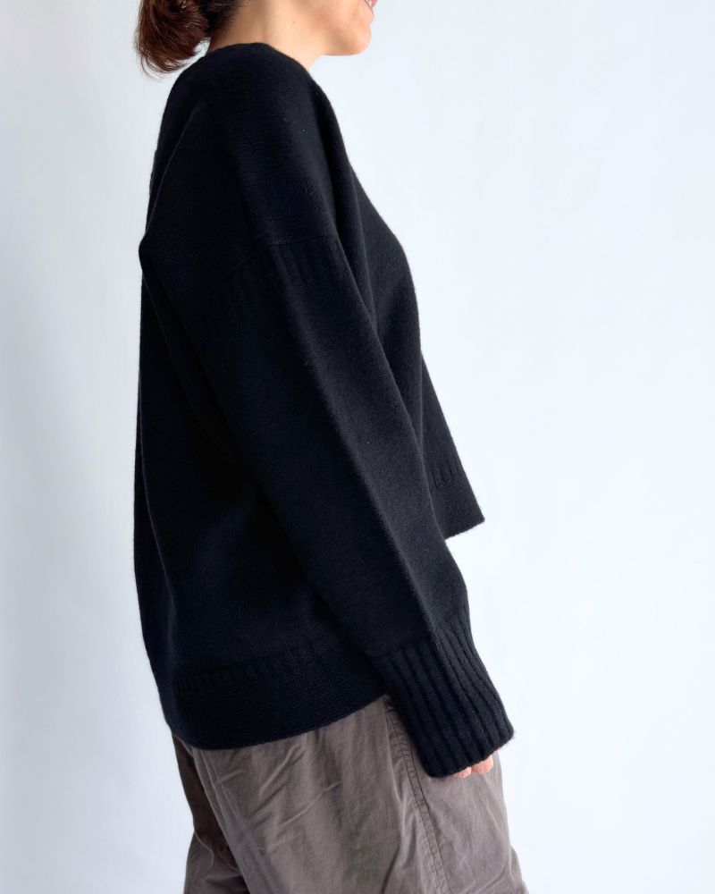 AURA Vネックニットプルオーバー Black