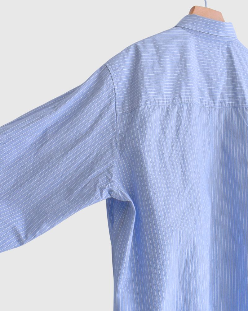 ドロストシャツ White/Sax Stripe