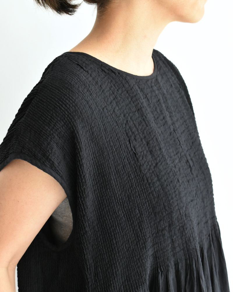 CREW-NECK F/SL DRESS WITH PINTUCK Marine