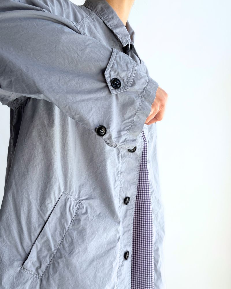 60s COTTON POPLIN OVERDYE BALMACAAN COAT Blue