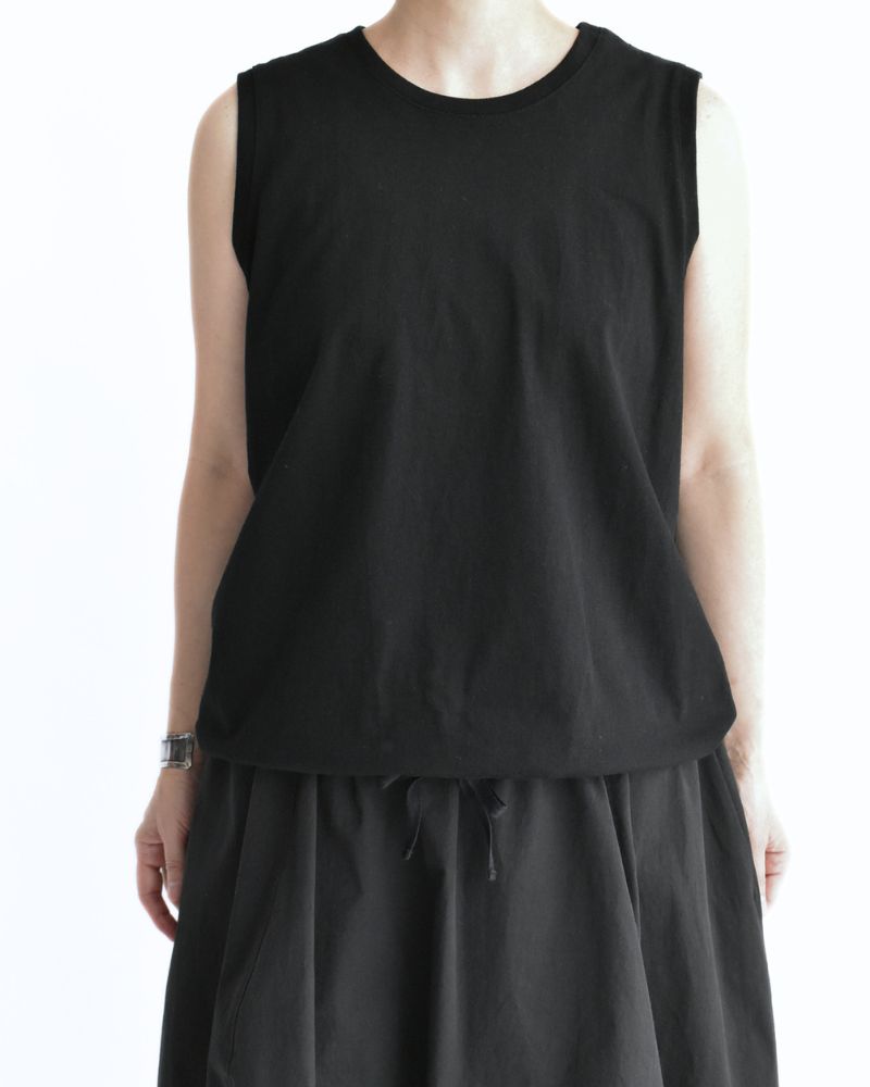 ノースリーブ ドロストTシャツ Black