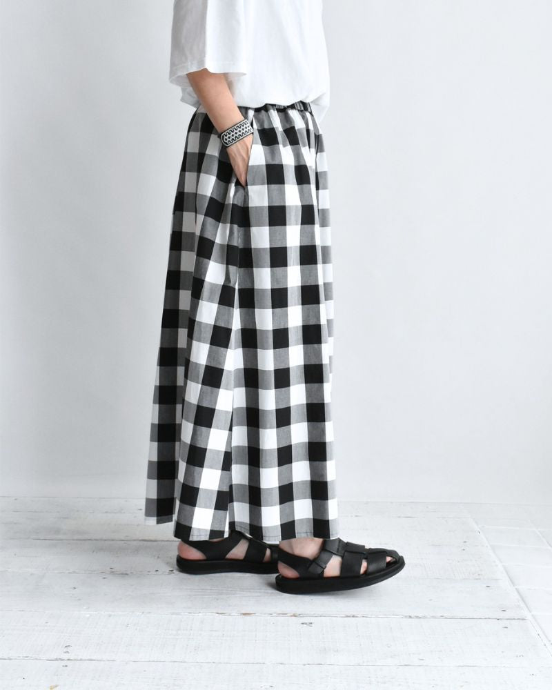 ブロックチェック キュロットパンツ White/Black