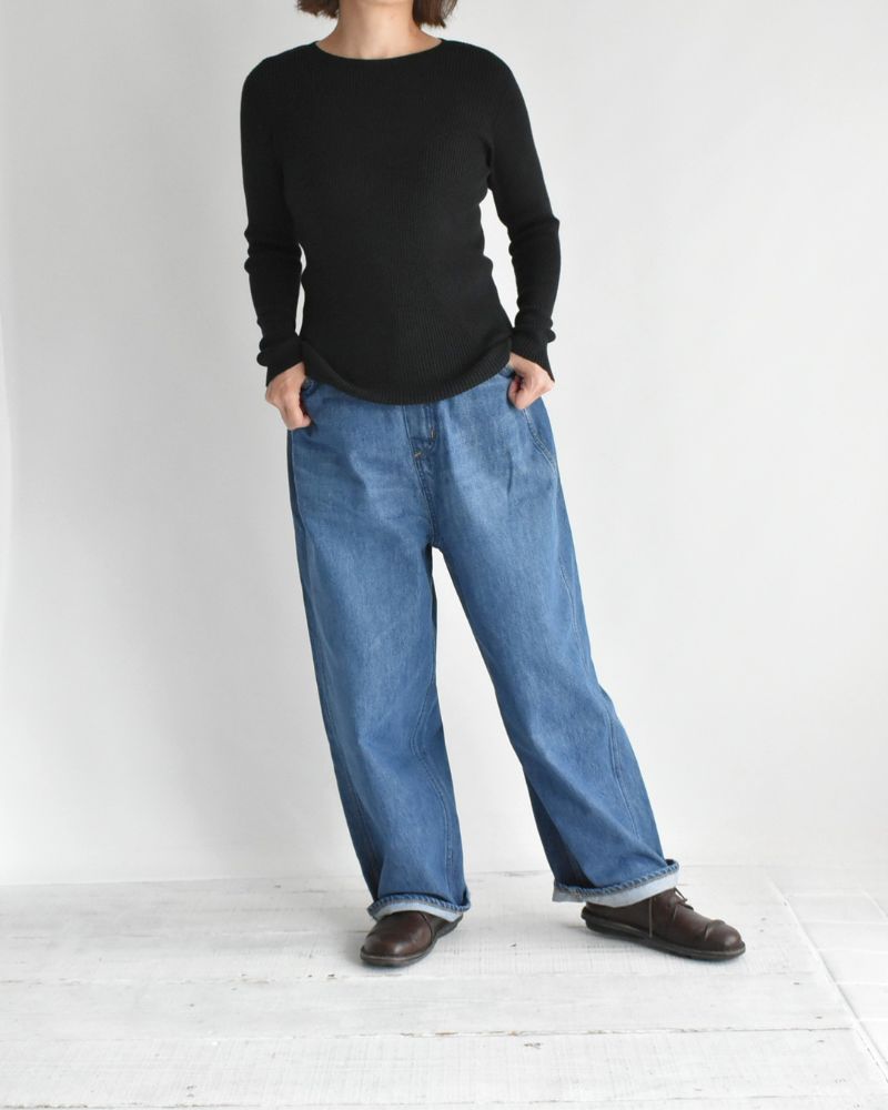 JAPAN WHOLEGARMENT リブニットプルオーバー Black