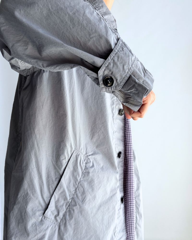 60s COTTON POPLIN OVERDYE BALMACAAN COAT Blue