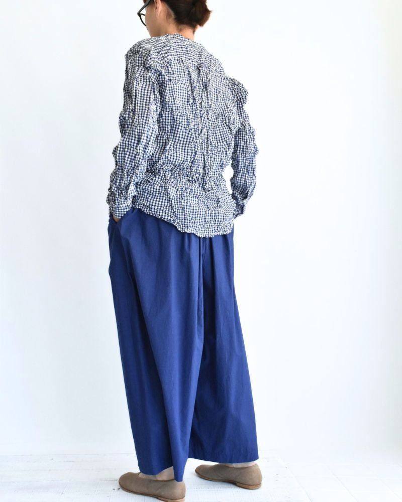 BANDED COLLAR L/SL OVERSIZED SHIRTS BlueGingham