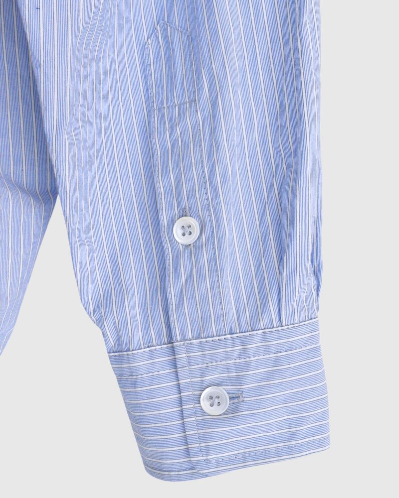 ドロストシャツ White/Sax Stripe