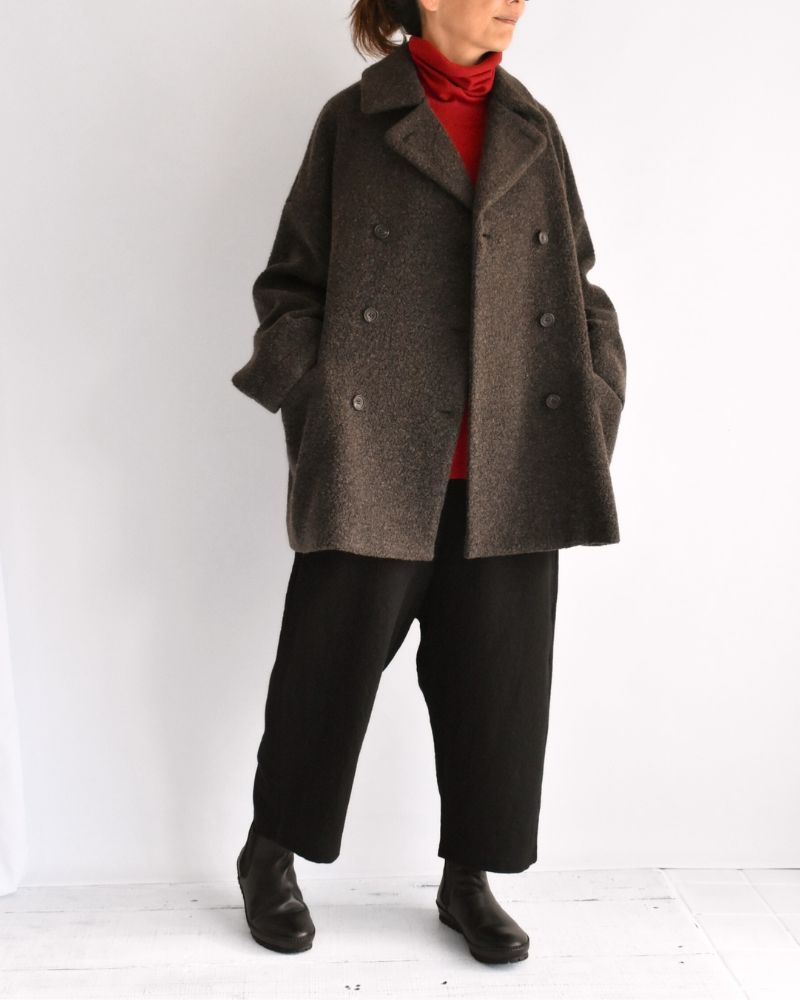 DOUBLE OVER COAT DarkBrown