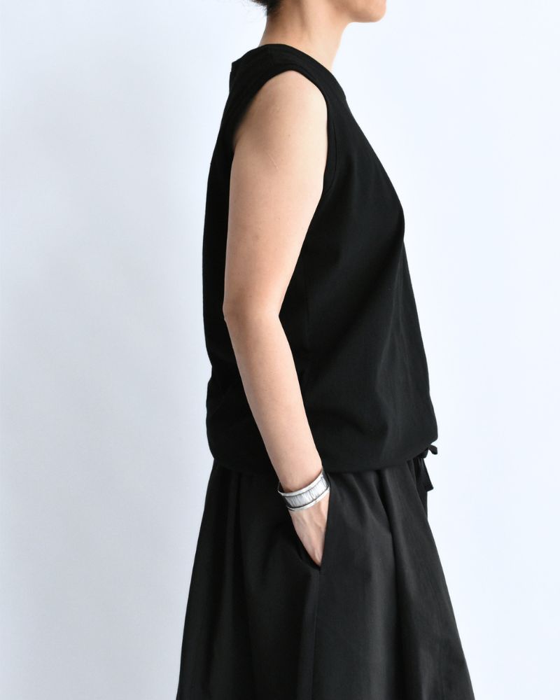 ノースリーブ ドロストTシャツ Black