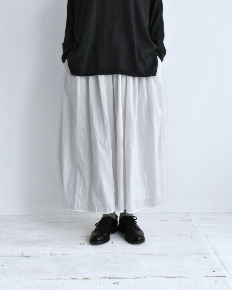 TWILL COTTON KHADI PLAIN GATHERED SKIRT White