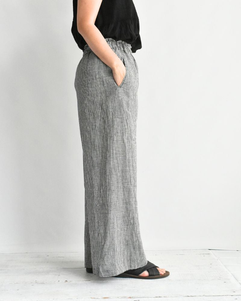 イージーワイドパンツ（LINEN） Black/White
