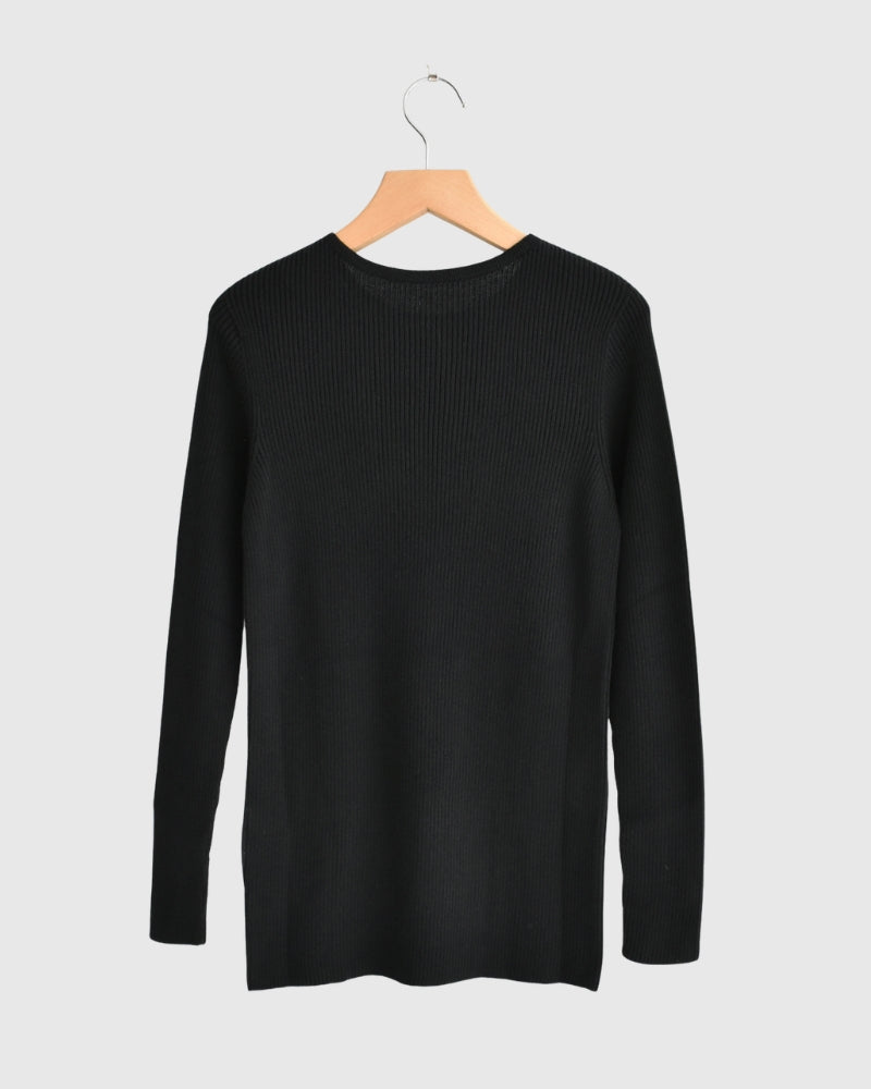 JAPAN WHOLEGARMENT リブニットプルオーバー Black