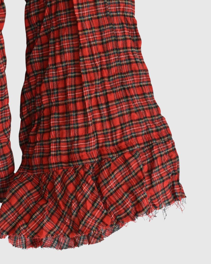 チェックフリルトリムブラウス AkaCheck