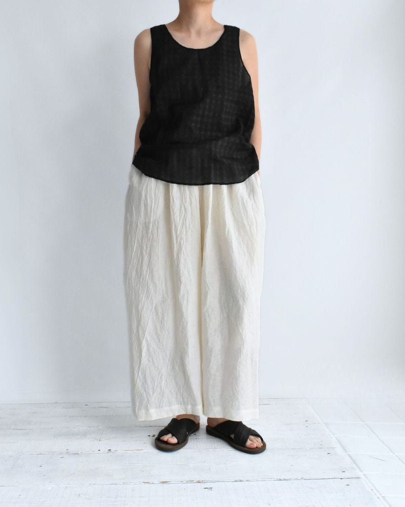 ワイドコクーン ギャザーパンツ（LINEN） OffWhite