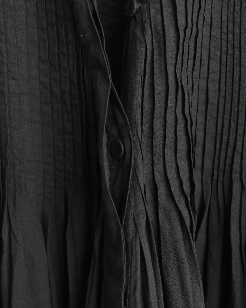80s ORGANIC VOILE PLAIN MINI PINTUCK CACHE COEUR DRESS Black
