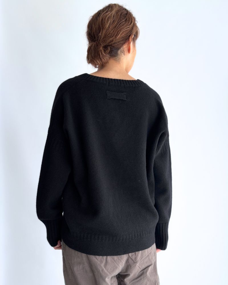 AURA Vネックニットプルオーバー Black