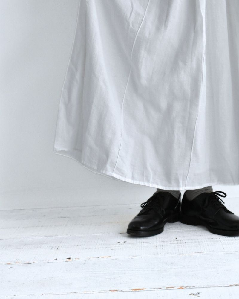 TWILL COTTON KHADI PLAIN GATHERED SKIRT White