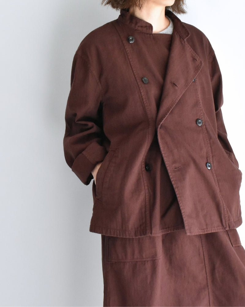 STAND COLLAR DOUBLE BREAST JACKET Burgundy