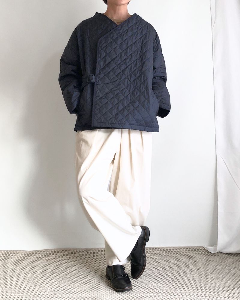 キルティングカシュクールショートコート Navy