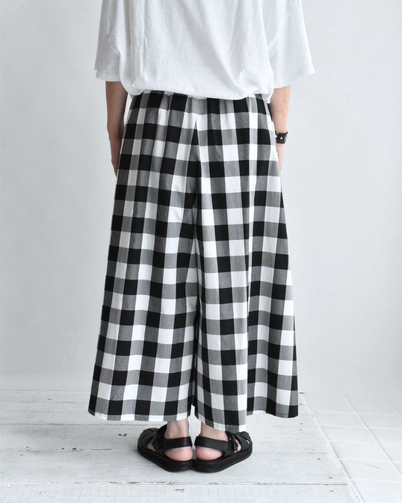 ブロックチェック キュロットパンツ White/Black