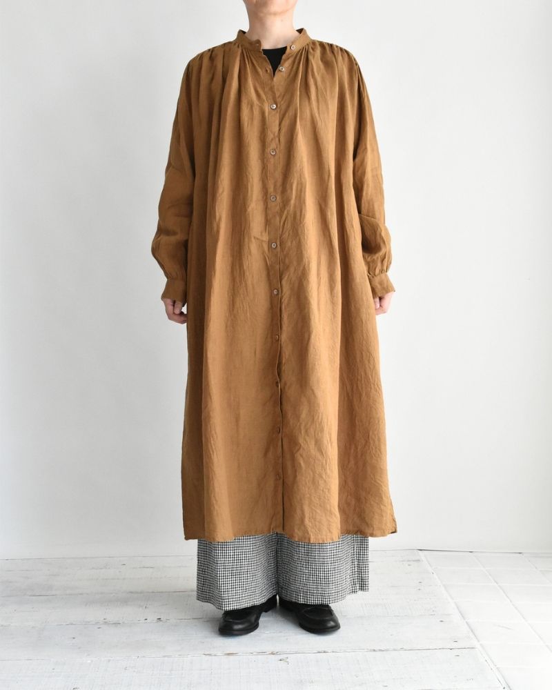 フレンチリネン ドレス Camel