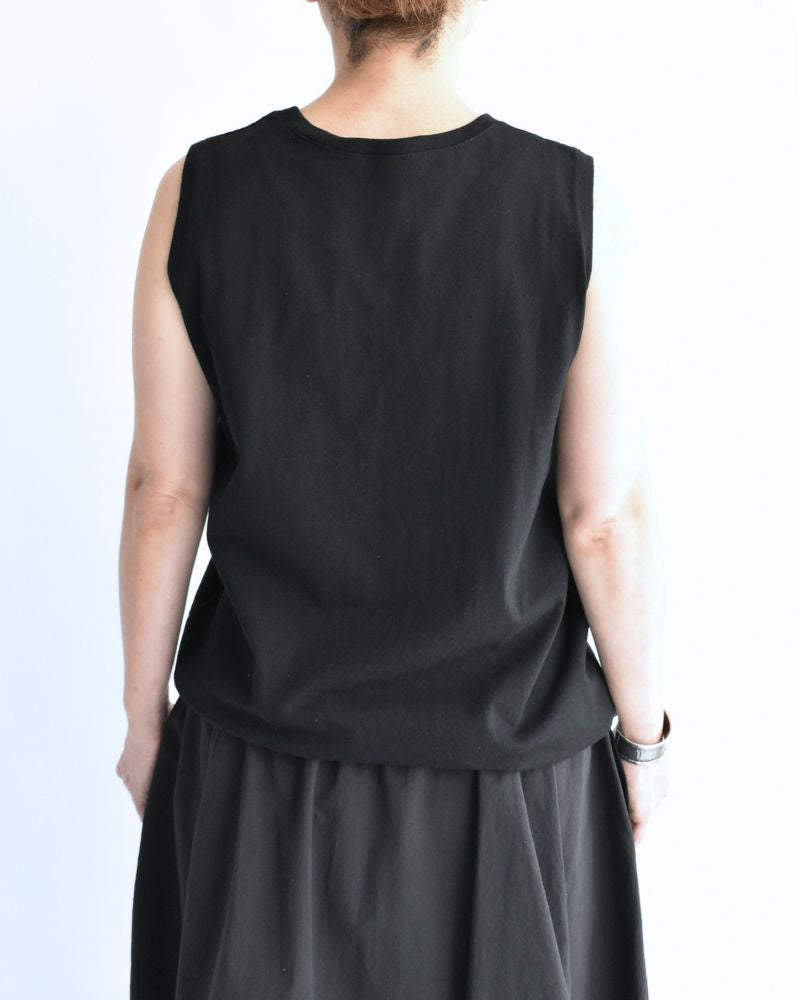ノースリーブ ドロストTシャツ Black