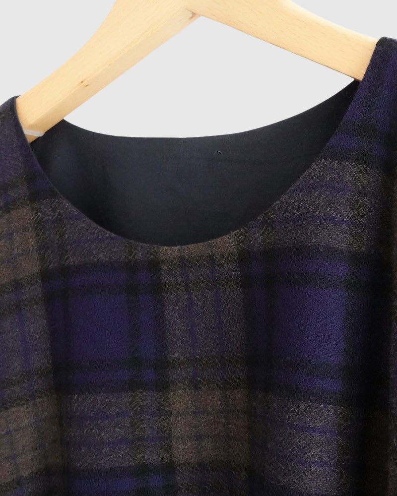 ウールガーゼボイル リバーシブルトップ Navy/Brown