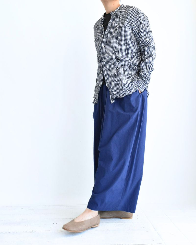 BANDED COLLAR L/SL OVERSIZED SHIRTS BlueGingham