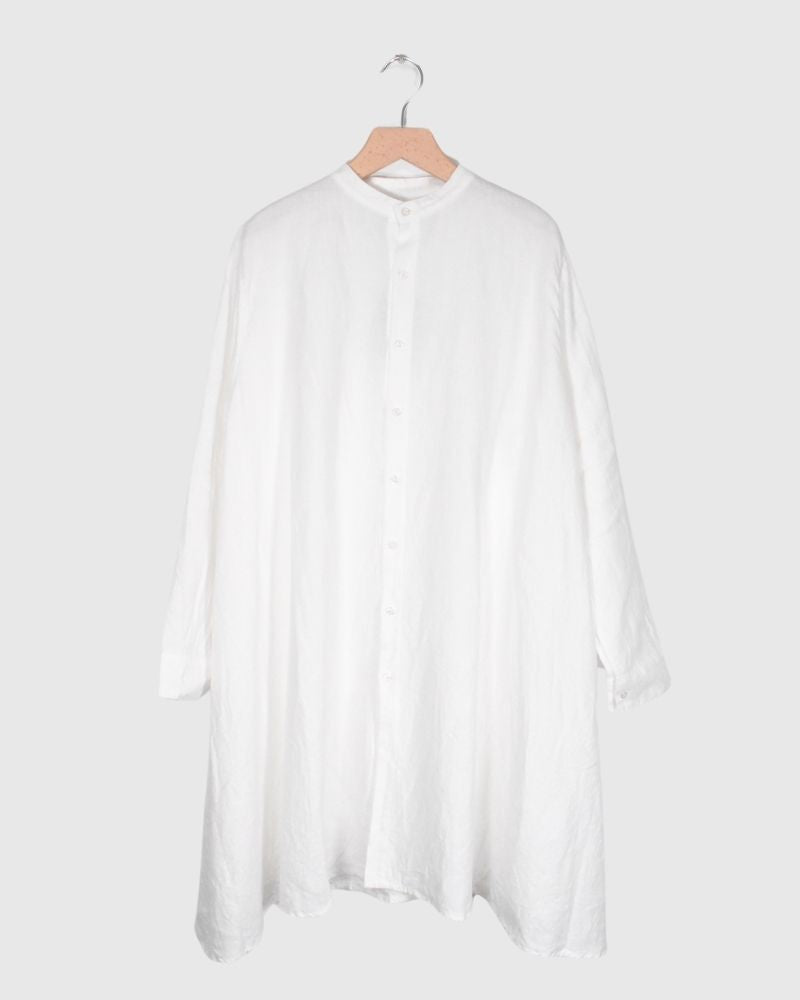 リネンキャンバス ロングシャツ White