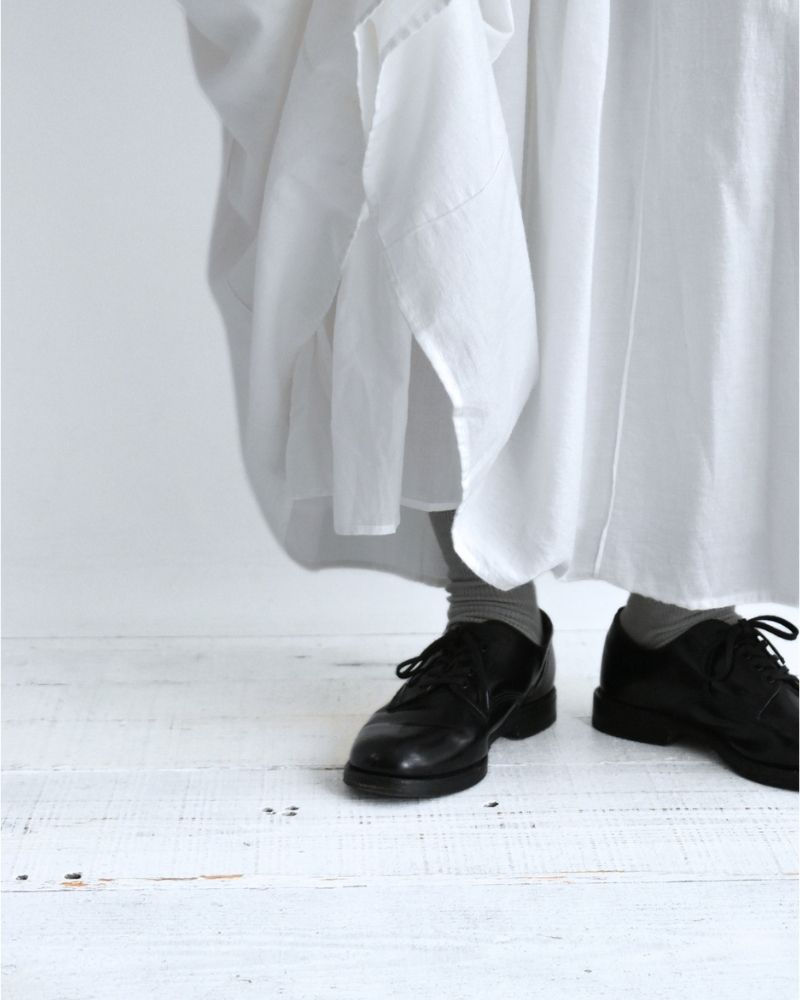 TWILL COTTON KHADI PLAIN GATHERED SKIRT White
