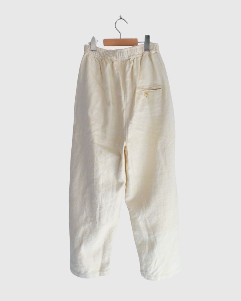 手織りウォッシュドツイル ルーズテーパードパンツ OffWhite