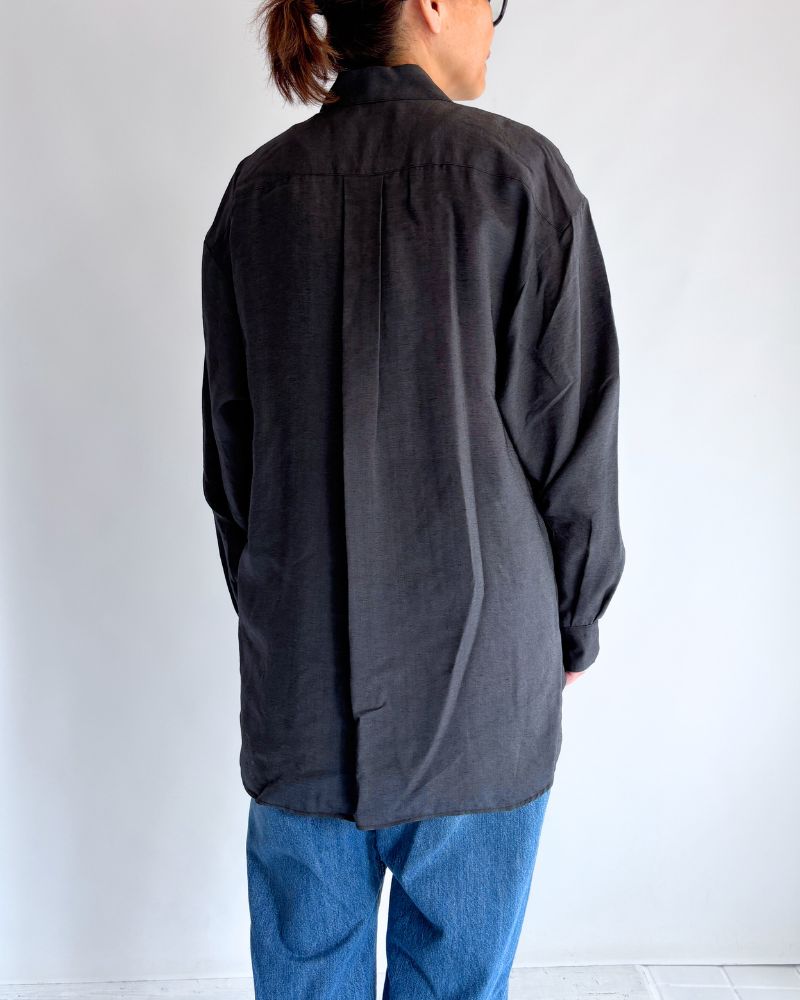 DORIS-SILK フリルブラウス Black