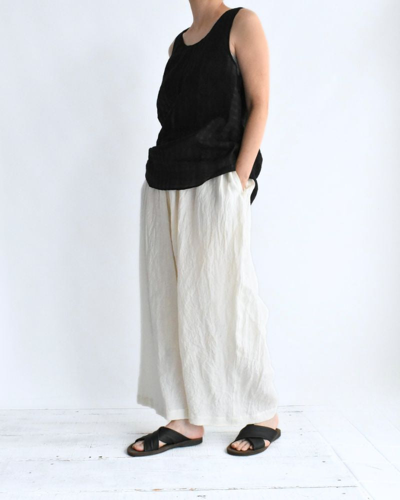 ワイドコクーン ギャザーパンツ（LINEN） OffWhite