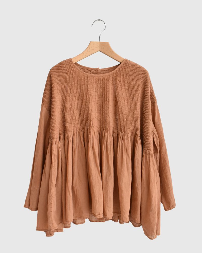 CREW-NECK 3/4 SL SHIRT WITH MINI PINTUCK DarkOrange