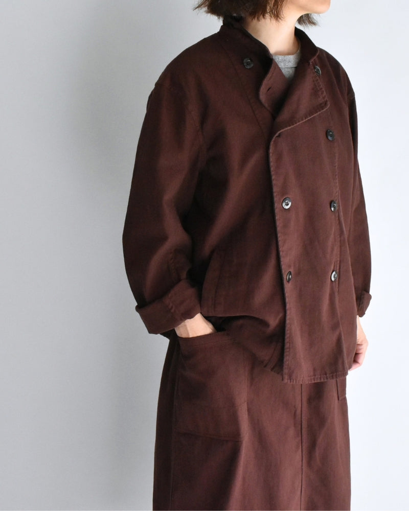 STAND COLLAR DOUBLE BREAST JACKET Burgundy