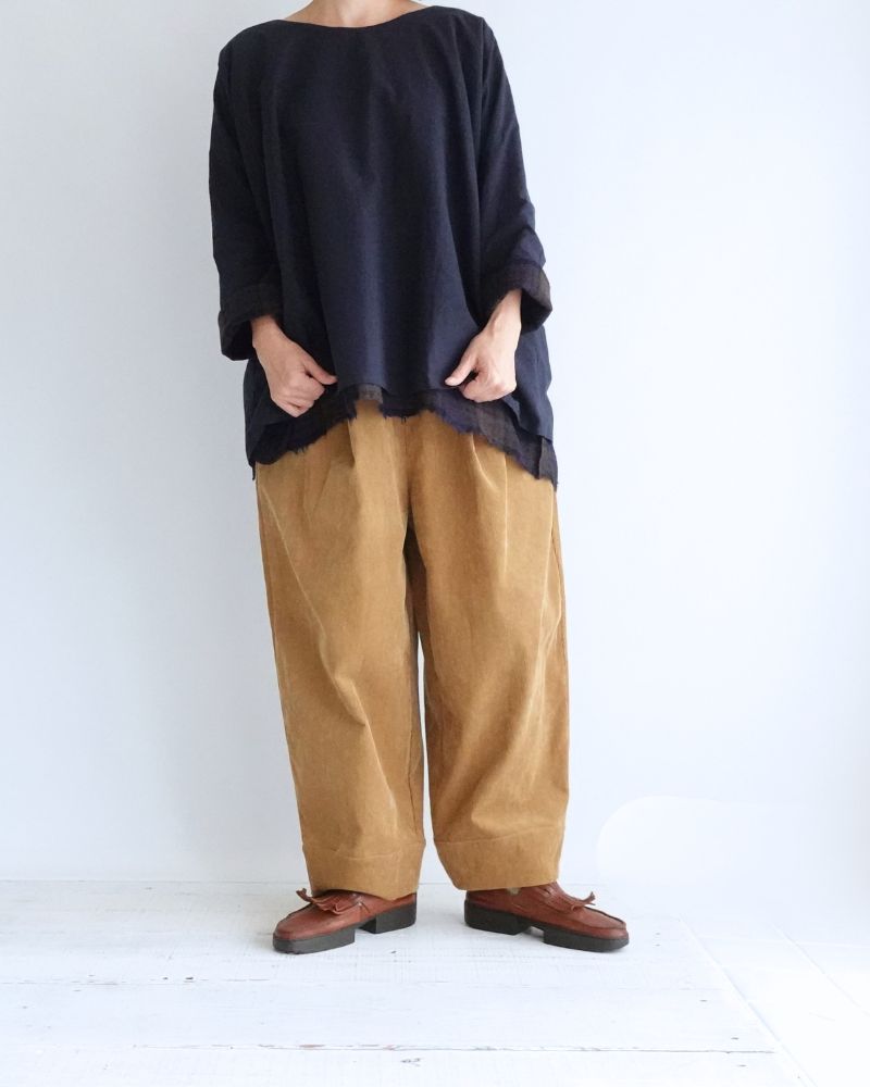 ウールガーゼボイル リバーシブルトップ Navy/Brown