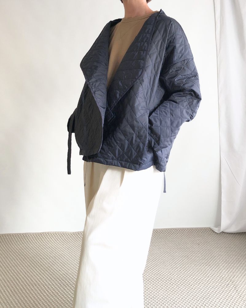 キルティングカシュクールショートコート Navy