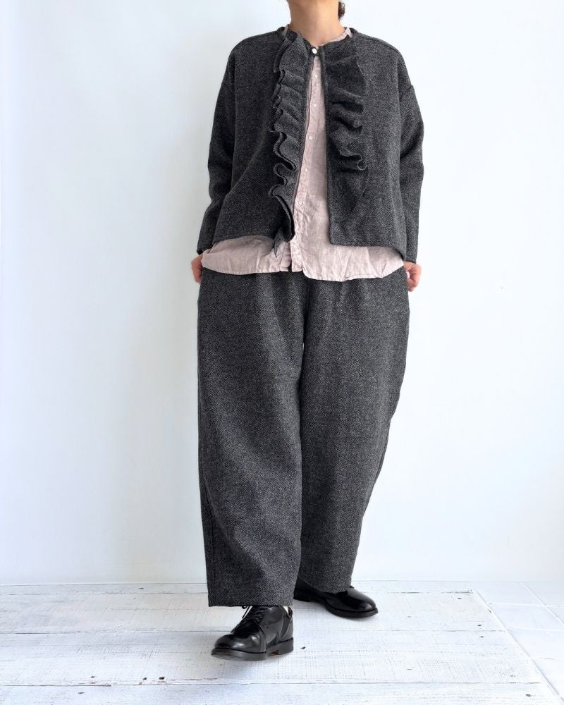 ツイードクワイエットフリルブラウス Black