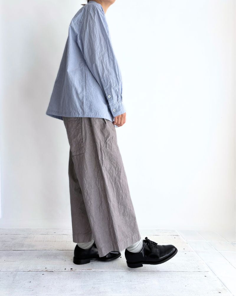 ドロストシャツ White/Sax Stripe