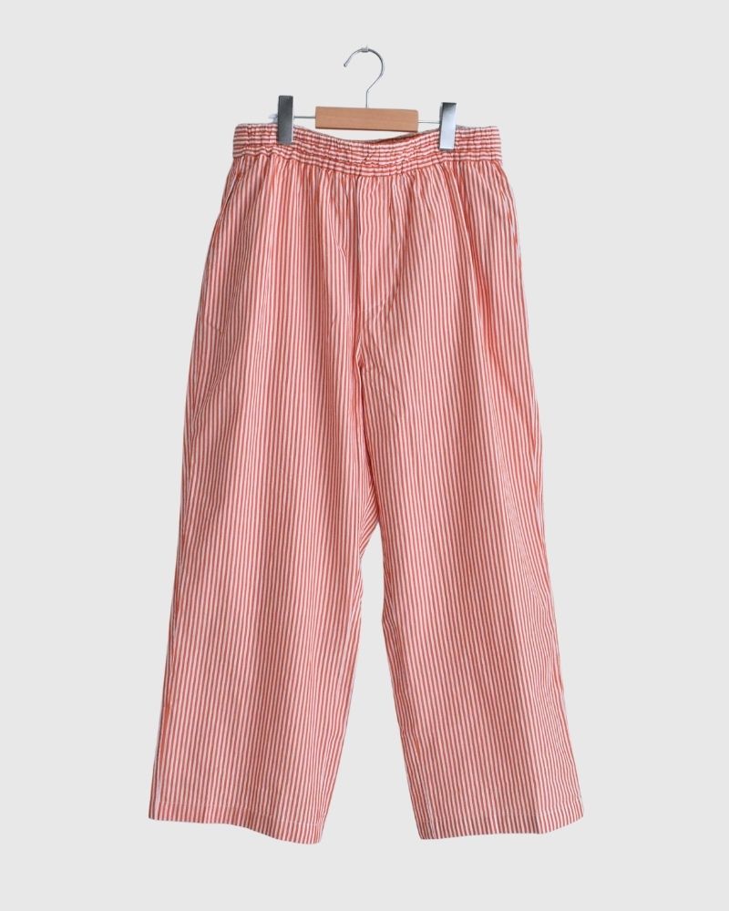 Vas-y Lentement ポプリン ストライプ イージーパンツ｜Orange Stripe