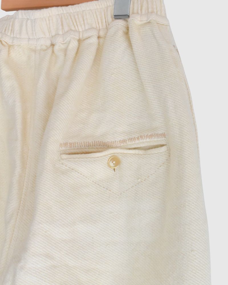 手織りウォッシュドツイル ルーズテーパードパンツ OffWhite