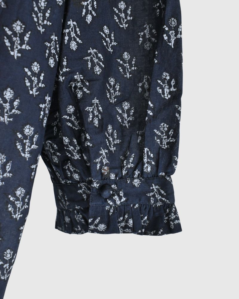 FRILL COLLAR PINTUCK SHIRT Navy