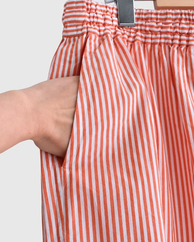 POPLIN STRIPE EASY PANTS OrangeStripe