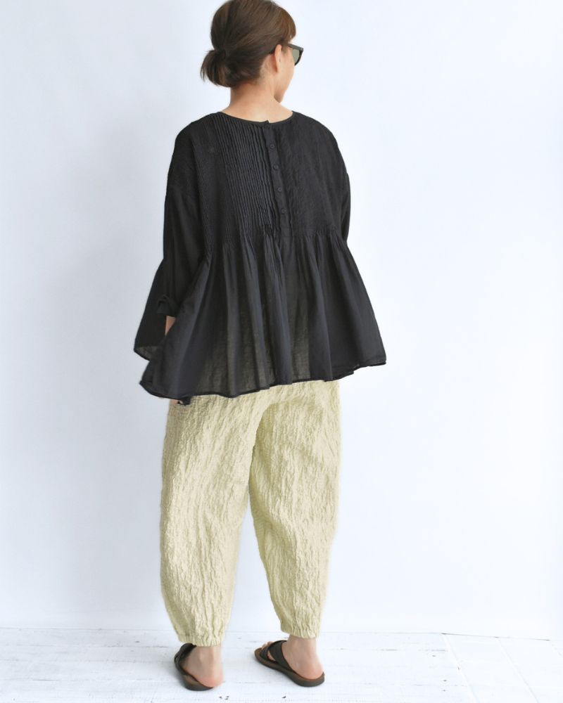 CREW-NECK 3/4 SL SHIRT WITH MINI PINTUCK Marine