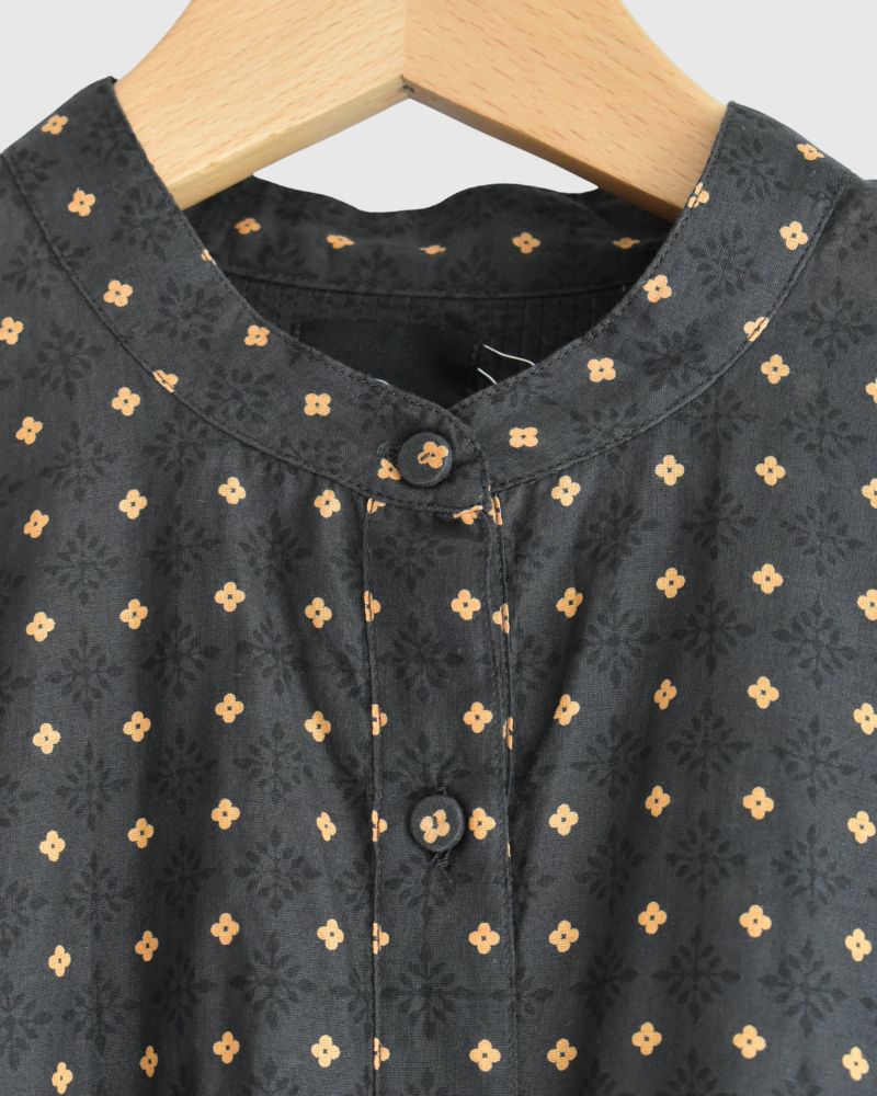 BANDED COLLAR SHIRT WITH MINI PINTUCK Charcoal