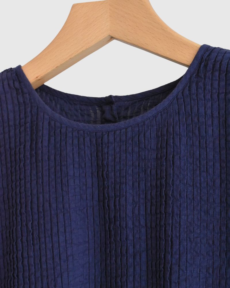 CREW-NECK F/SL SHIRT WITH PINTUCK DarkPurple