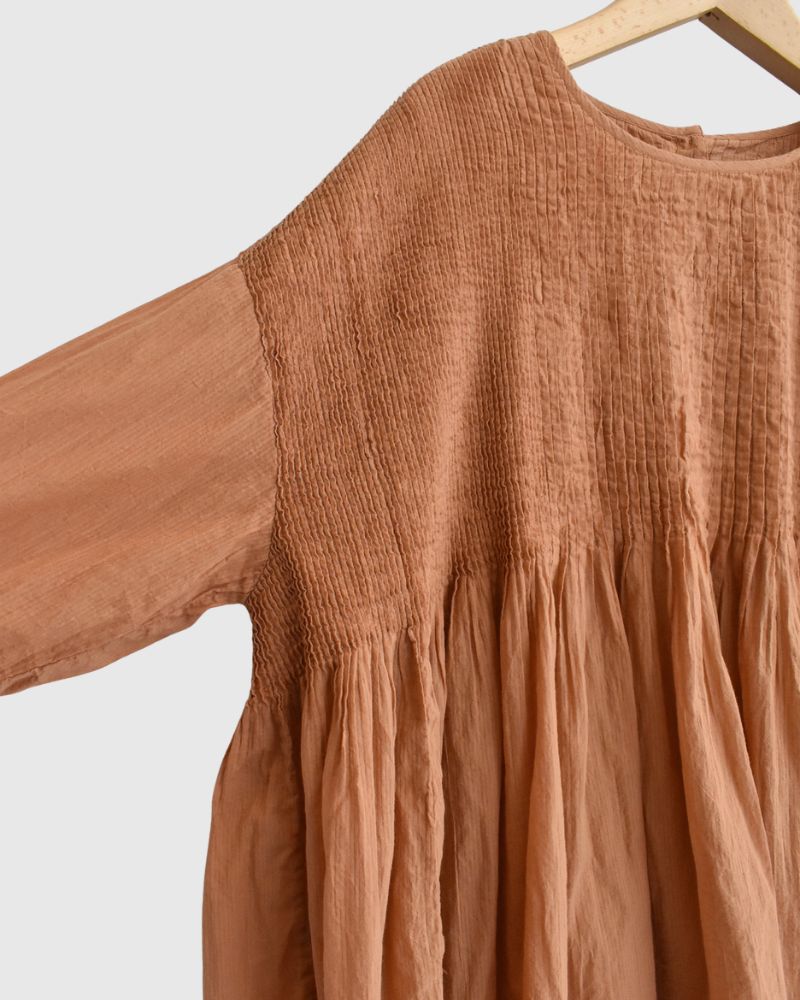 CREW-NECK 3/4 SL SHIRT WITH MINI PINTUCK DarkOrange