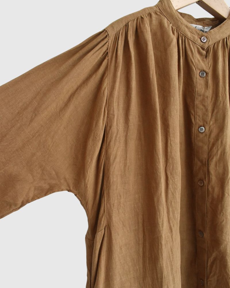 フレンチリネン ドレス Camel