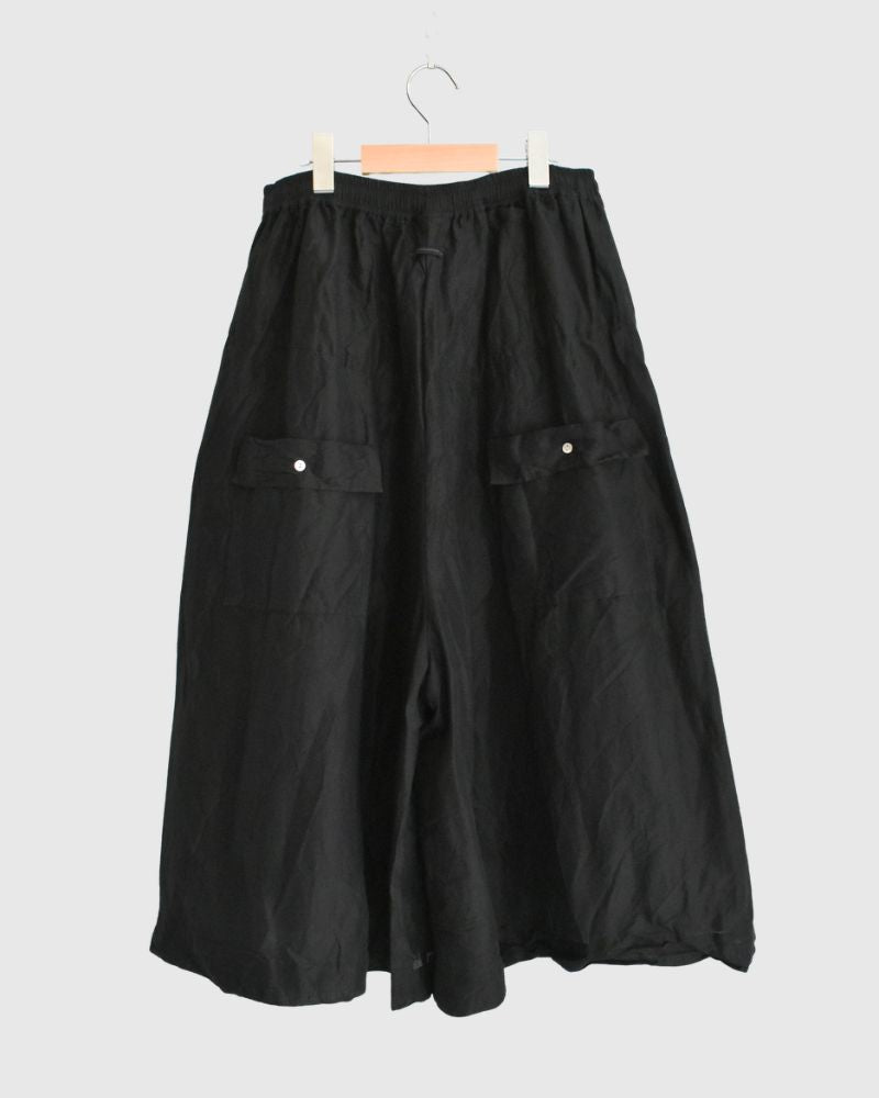 手織りセルビッチ コットンリネンパンツ Black